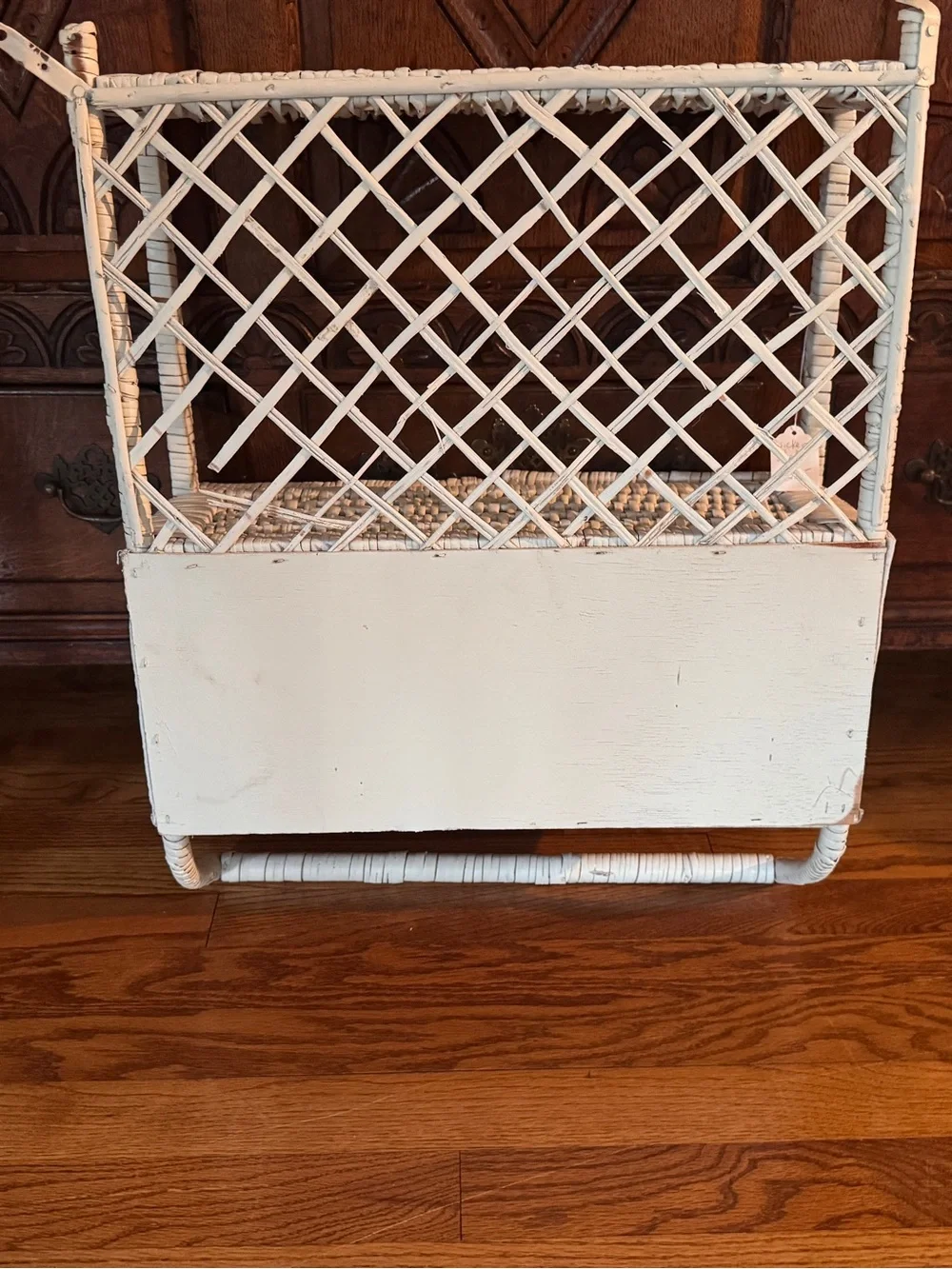 White Wicker Bathroom Storage Cabinet - Brand Unspecified